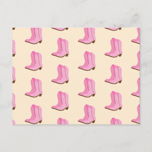 Carte Postale Bottes de cowboy rose cowgirl Country Texas Ranch (Devant)