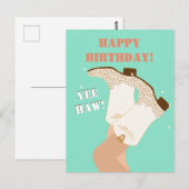 Carte Postale Bottes de fille moderne Jambes Yeehaw Anniversaire (Devant / Derrière)