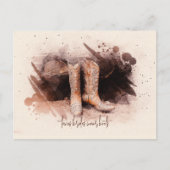 Carte Postale Bottes de mariage près de la pile de bois aquarell (Devant)