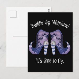 Carte Postale Bottes illustrées de sorcières pour Halloween Sadd