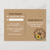 Carte Postale Bottes rustiques Cowboy Sunflower Mariage occident (Dos)