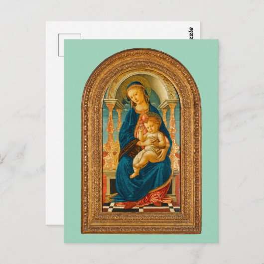 Carte Postale Botticelli (1445-1510) Madonna & Child Enthroned (Devant / Derrière)