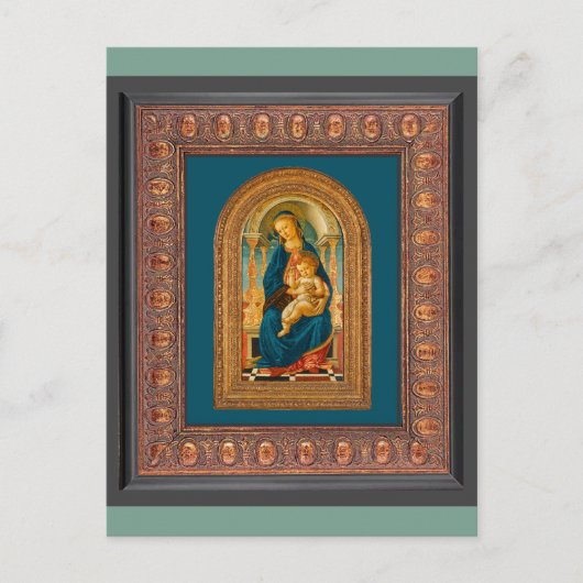 Carte Postale Botticelli (1445-1510) Vierge à l'Enfant Enthronée (Devant)