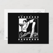 Carte Postale Bottoms Up Retro Lady Drinking Huge Martini (Devant / Derrière)