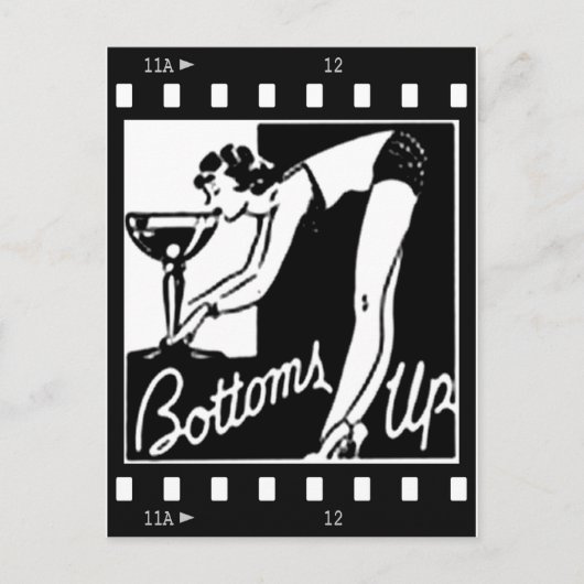 Carte Postale Bottoms Up Retro Lady Drinking Huge Martini (Devant)