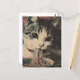 Carte Postale Bouchet adorable manger des nouilles
