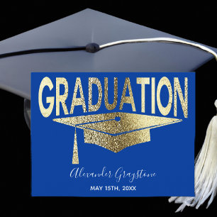 Carte Postale Bouchon Gold Blue Graduation Enregistrer La Date