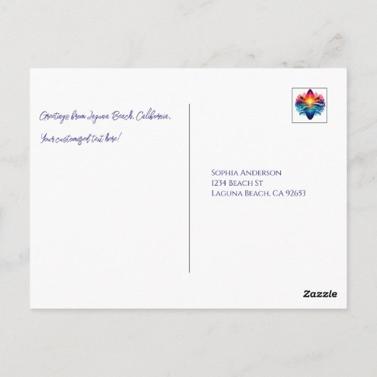 Carte Postale Boucles de surf couché de soleil (Dos)