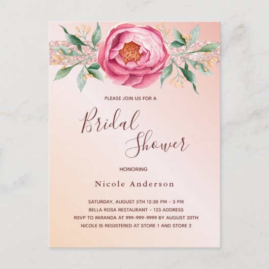 Carte Postale Boucles d'or rose rose pâle parties scintillant do (Devant)