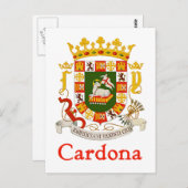 Carte Postale Bouclier de Cardona de Porto Rico (Devant / Derrière)