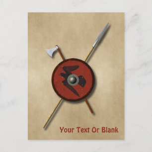 Carte Postale Bouclier Et Armes De Corbeau Viking