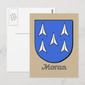 Carte Postale Bouclier héraldique de la famille Moran (Devant / Derrière)