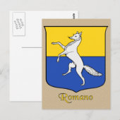 Carte Postale Bouclier héraldique de la famille Romano (Devant / Derrière)