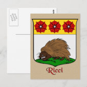 Carte Postale Bouclier héraldique Ricci Family (Devant / Derrière)