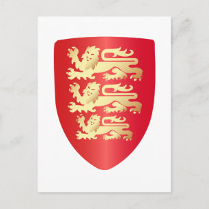 Carte Postale Bouclier Richard Cœur de Lion en rouge + or faux