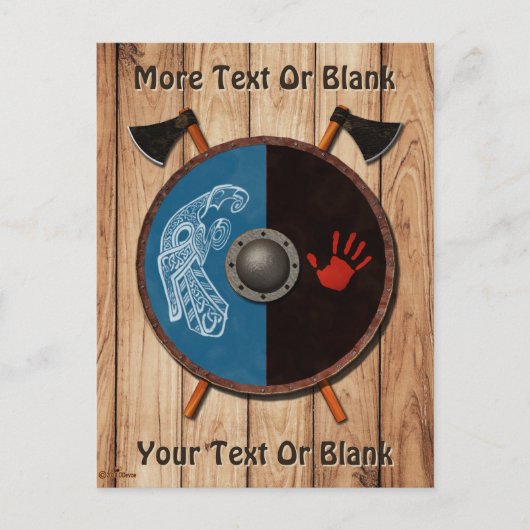 Carte Postale Bouclier viking et axes (Devant)