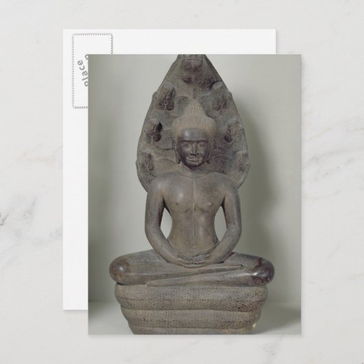 Carte Postale Bouddha assis dans la méditation sur la Naga, Angk (Devant / Derrière)