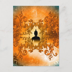 Carte Postale Bouddha au coucher du soleil avec une lumière myst