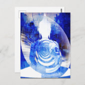 Carte Postale Bouddha Bleu Art Bouddhiste Moderne (Devant / Derrière)