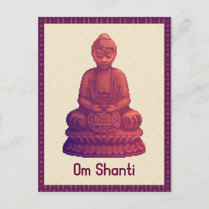 Carte Postale Bouddha couché de soleil Pixel Art