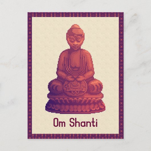 Carte Postale Bouddha couché de soleil Pixel Art (Devant)