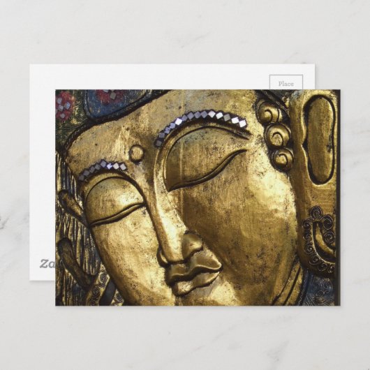 Carte Postale Bouddha endormi méditant priant les yeux fermés (Devant / Derrière)