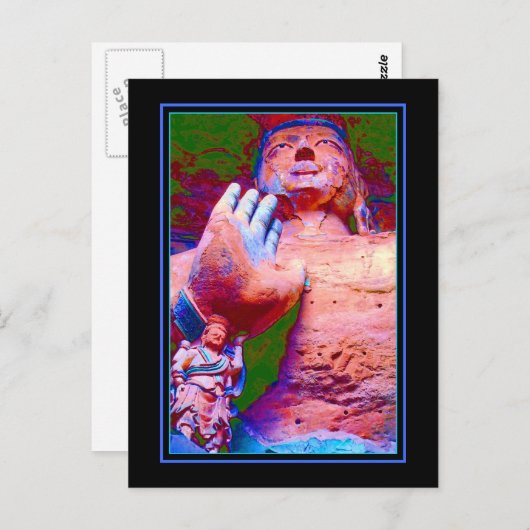 Carte Postale Bouddha géant dans les grottes de Yungang Chine (Devant / Derrière)