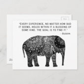 Carte Postale Bouddha Henné Sagesse Eléphant (Devant / Derrière)