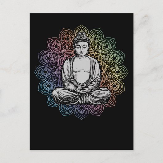 Carte Postale Bouddha Mandala Yoga Bouddhisme Spirituel (Devant)