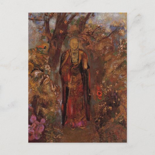 Carte Postale Bouddha marche parmi les fleurs par Odilon Redon (Devant)