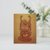 Carte Postale Bouddha riant (rouge foncé) (Debout devant)