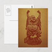 Carte Postale Bouddha riant (rouge foncé) (Devant / Derrière)