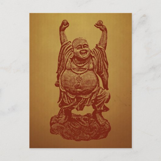 Carte Postale Bouddha riant (rouge foncé) (Devant)