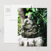 Carte Postale Bouddha riant thaïlandais dans le jardin (Devant / Derrière)