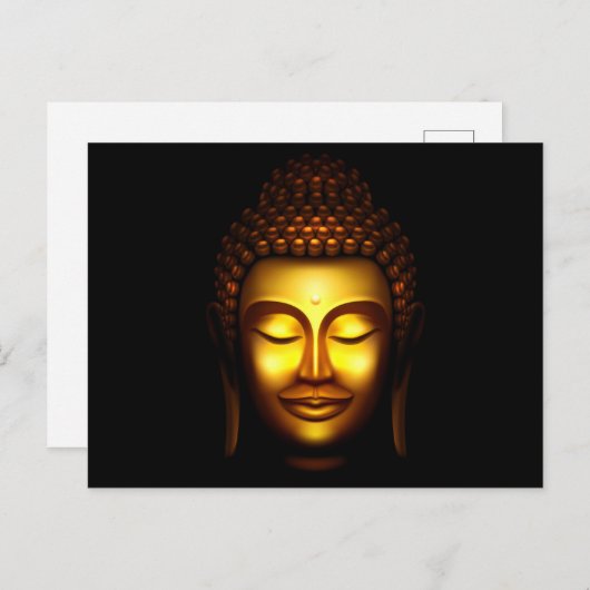 Carte Postale Bouddha Seigneur Souriant Or et Noir
