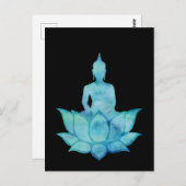 Carte Postale Bouddha sur Lotus Blue (Devant / Derrière)