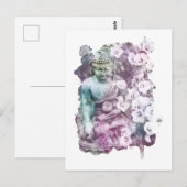 Carte Postale *~* Bouddha Zen Abstrait Méditate Pastel Floral (Devant / Derrière)
