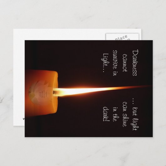 Carte postale bouddhiste SGI avec bougie Lotus et (Devant / Derrière)