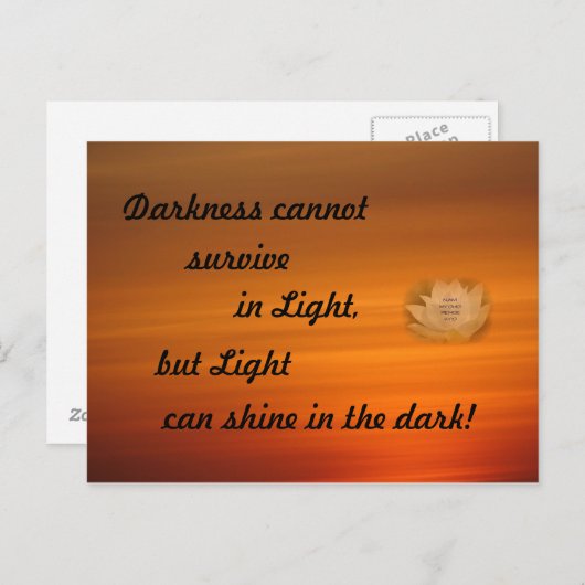 Carte postale bouddhiste SGI avec phrase inspirant (Devant / Derrière)