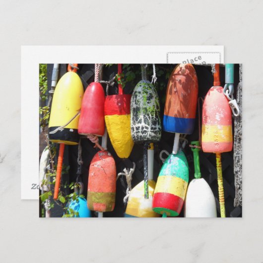 Carte Postale Bouées de pêche - Maine (Devant / Derrière)