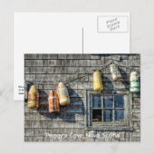 Carte Postale Bouées sur un mur, Peggy’s Cove, Nouvelle-Écosse. (Devant / Derrière)