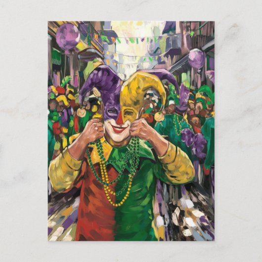 Carte Postale Bouffon joyeux de Mardi Gras (Devant)