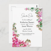 Carte Postale Bougainvillea Fleurs Aquarelle Magenta (Devant / Derrière)