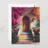 Carte Postale bougainvillier fleurs retro tourné (Devant / Derrière)