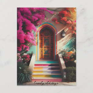 Carte Postale bougainvillier fleurs retro tourné