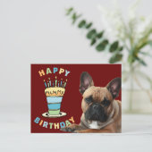 Carte Postale Bougie Bouledogue Français  (Debout devant)