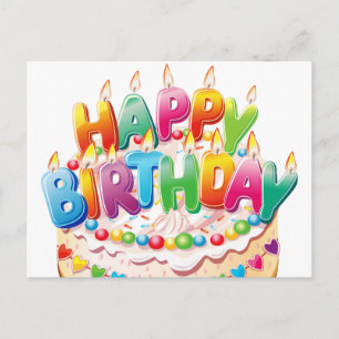 Carte Postale Bougie de gâteau d'anniversaire mignonne