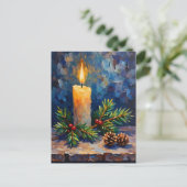 Carte Postale Bougie de Noël avec pin (Debout devant)