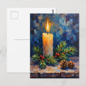 Carte Postale Bougie de Noël avec pin (Devant / Derrière)