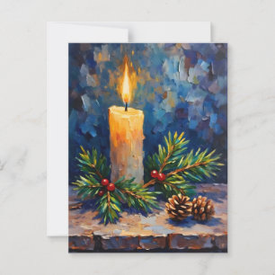 Carte Postale Bougie de Noël avec pin